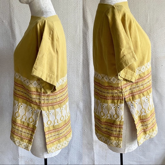 Vintage 60s 70s Embroidered Boho Hippy Tunic Top - Picture 4 of 8